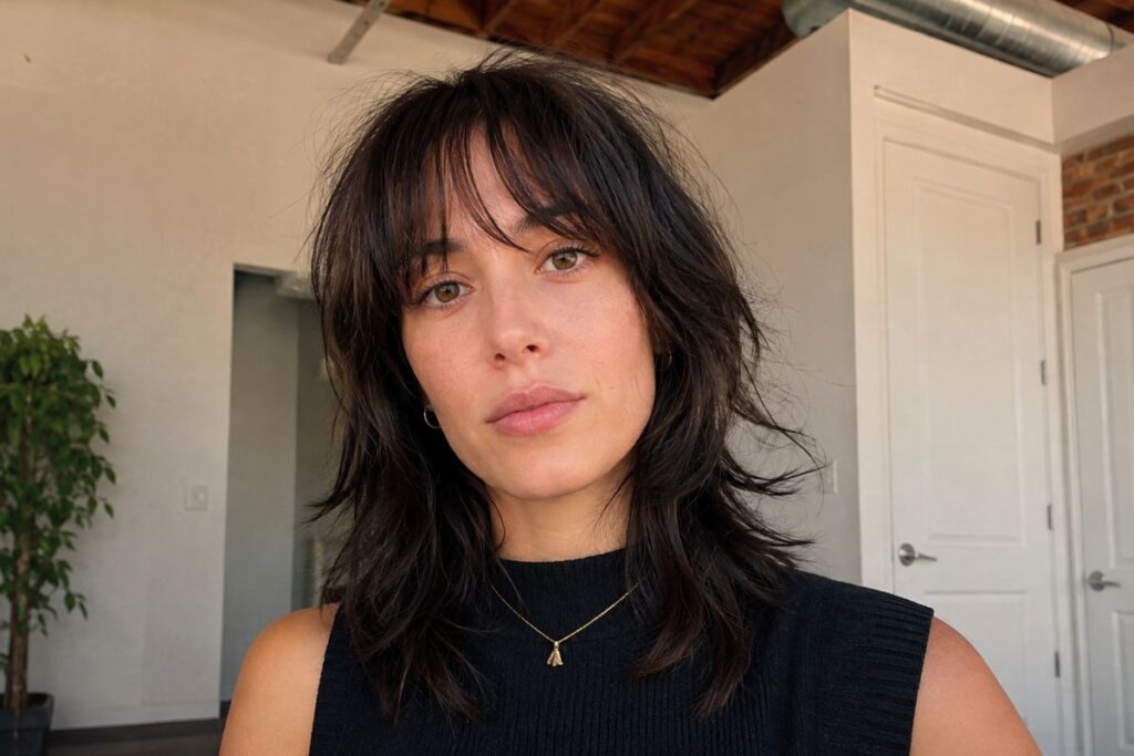 Wispy bangs for oblong face shape
