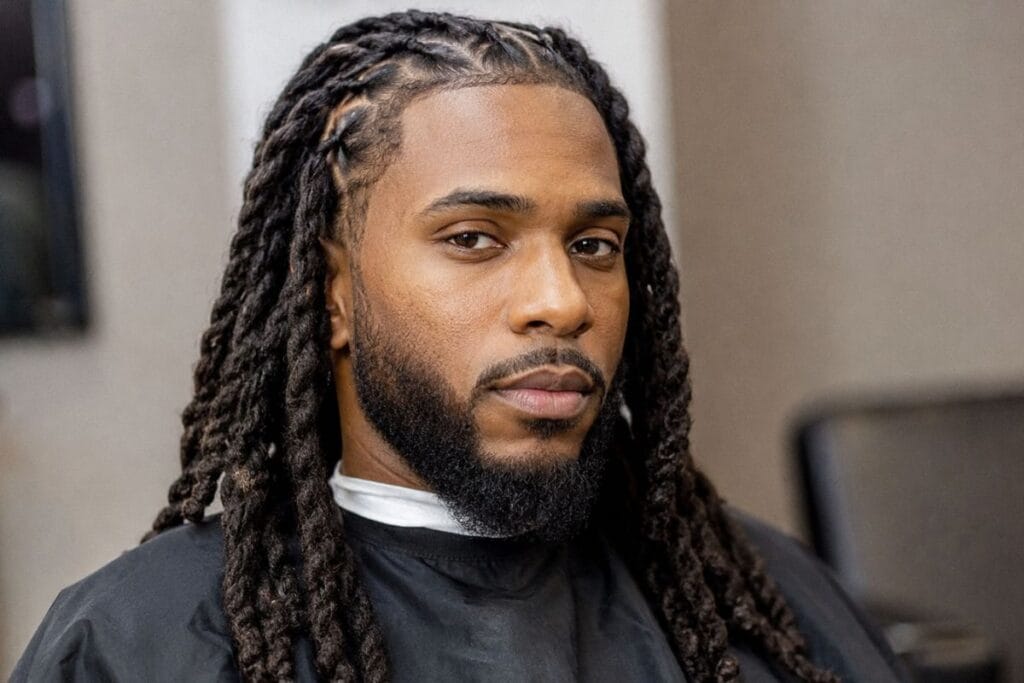 Long locs dreadlocks hairstyle for men