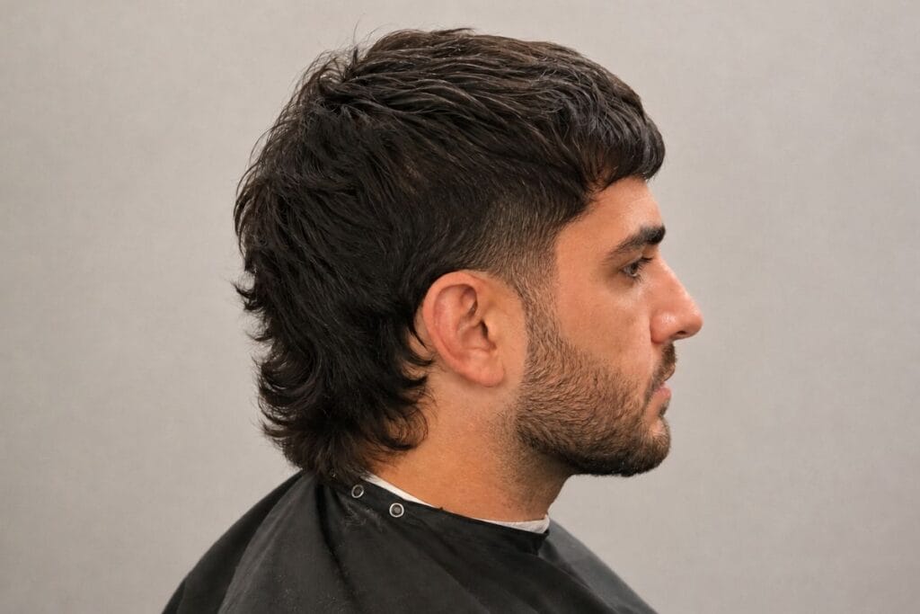 Long shag wolf cut hairstyle for men